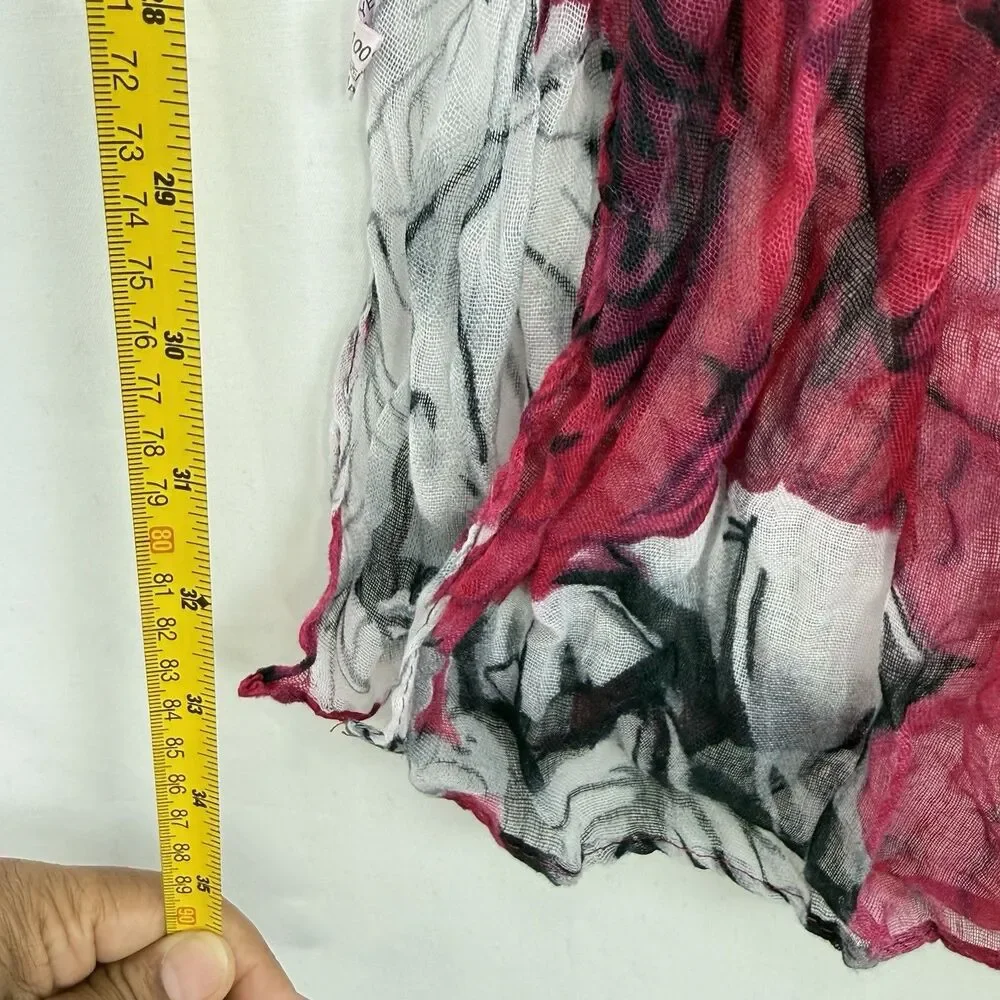 Scarf Pink Floral Polyester Lightweight Wrap 66 x 34 Inches
